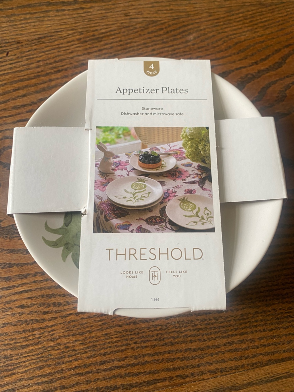 NEW - Threshold White Stoneware Appetizer Plates set of 4